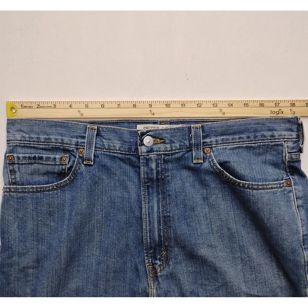 Levi's 505 Mens Regular Fit Jeans 36x29 Medium Blue Wash Denim Hemmed